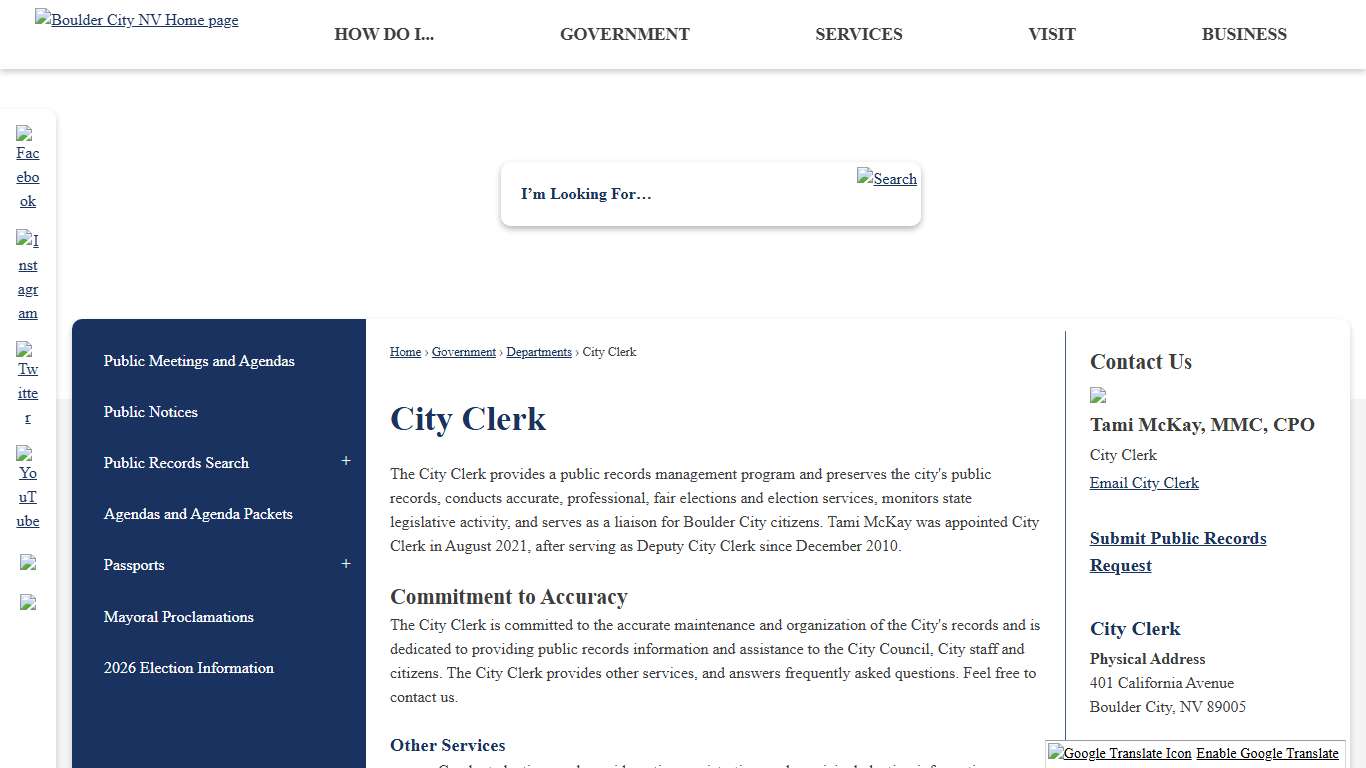 City Clerk Boulder City, NV - Official Website